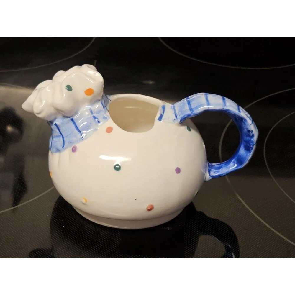 Vintage Himark Blue & White Colored Polka Dot Creamer, Small Tea Pot